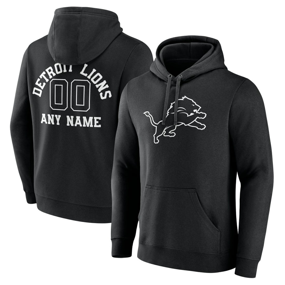 Detroit Lions Personalized Name & Number Pullover Hoodie - Black - NFL