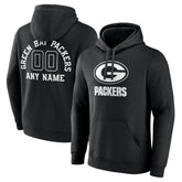 Green Bay Packers Personalized Name & Number Pullover Hoodie - Black - NFL