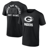 Green Bay Packers Personalized Name & Number Monochrome T-Shirt - Black - NFL