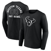 Houston Texans Personalized Name & Number Monochrome Long Sleeve T-Shirt - Black - NFL