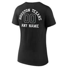 Houston Texans Women's Personalized Name & Number Monochrome V-Neck T-Shirt - Black - NFL