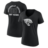 Jacksonville Jaguars Women's Personalized Name & Number Monochrome V-Neck T-Shirt - Black - NFL