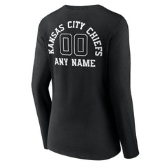 Kansas City Chiefs Women's Personalized Name & Number Monochrome Long Sleeve V-Neck T-Shirt - Black - NFL