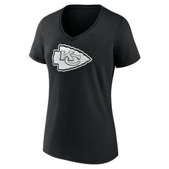 Kansas City Chiefs Women's Personalized Name & Number Monochrome V-Neck T-Shirt - Black - NFL