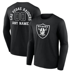 Las Vegas Raiders Personalized Name & Number Monochrome Long Sleeve T-Shirt - Black - NFL