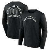 Los Angeles Chargers Personalized Name & Number Monochrome Long Sleeve T-Shirt - Black - NFL