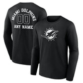 Miami Dolphins Personalized Name & Number Monochrome Long Sleeve T-Shirt - Black - NFL