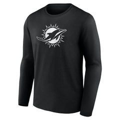Miami Dolphins Personalized Name & Number Monochrome Long Sleeve T-Shirt - Black - NFL