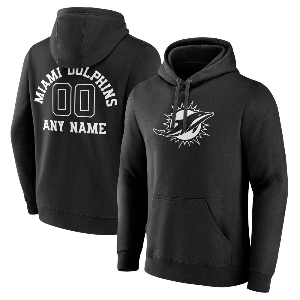 Miami Dolphins Personalized Name & Number Pullover Hoodie - Black - NFL