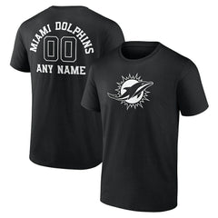Miami Dolphins Personalized Name & Number Monochrome T-Shirt - Black - NFL