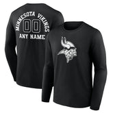 Minnesota Vikings Personalized Name & Number Monochrome Long Sleeve T-Shirt - Black - NFL