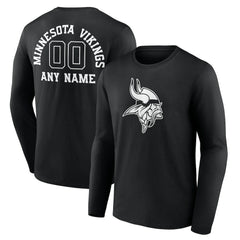 Minnesota Vikings Personalized Name & Number Monochrome Long Sleeve T-Shirt - Black - NFL