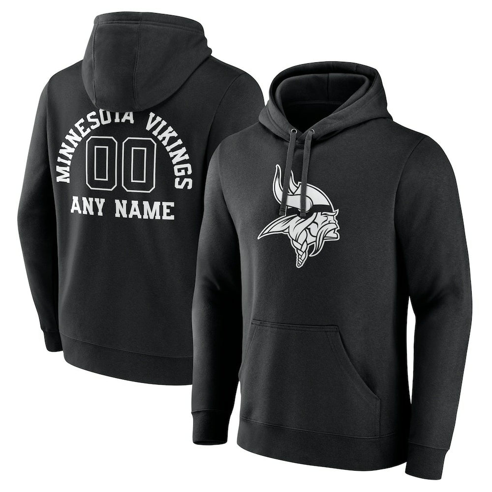 Minnesota Vikings Personalized Name & Number Pullover Hoodie - Black - NFL