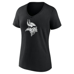 Minnesota Vikings Women's Personalized Name & Number Monochrome V-Neck T-Shirt - Black - NFL