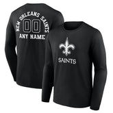 New Orleans Saints Personalized Name & Number Monochrome Long Sleeve T-Shirt - Black - NFL
