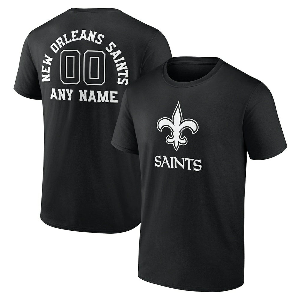New Orleans Saints Personalized Name & Number Monochrome T-Shirt - Black - NFL