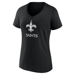 New Orleans Saints Women's Personalized Name & Number Monochrome V-Neck T-Shirt - Black - NFL