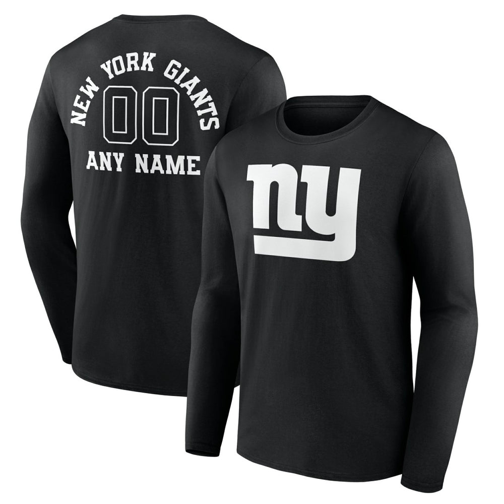 New York Giants Personalized Name & Number Monochrome Long Sleeve T-Shirt - Black - NFL