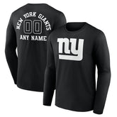 New York Giants Personalized Name & Number Monochrome Long Sleeve T-Shirt - Black - NFL