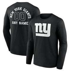 New York Giants Personalized Name & Number Monochrome Long Sleeve T-Shirt - Black - NFL