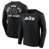 New York Jets Personalized Name & Number Monochrome Long Sleeve T-Shirt - Black - NFL
