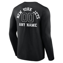 New York Jets Personalized Name & Number Monochrome Long Sleeve T-Shirt - Black - NFL