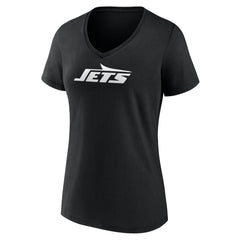 New York Jets Women's Personalized Name & Number Monochrome V-Neck T-Shirt - Black - NFL