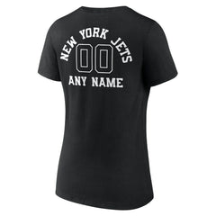 New York Jets Women's Personalized Name & Number Monochrome V-Neck T-Shirt - Black - NFL