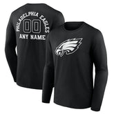 Philadelphia Eagles Personalized Name & Number Monochrome Long Sleeve T-Shirt - Black - NFL