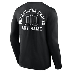 Philadelphia Eagles Personalized Name & Number Monochrome Long Sleeve T-Shirt - Black - NFL