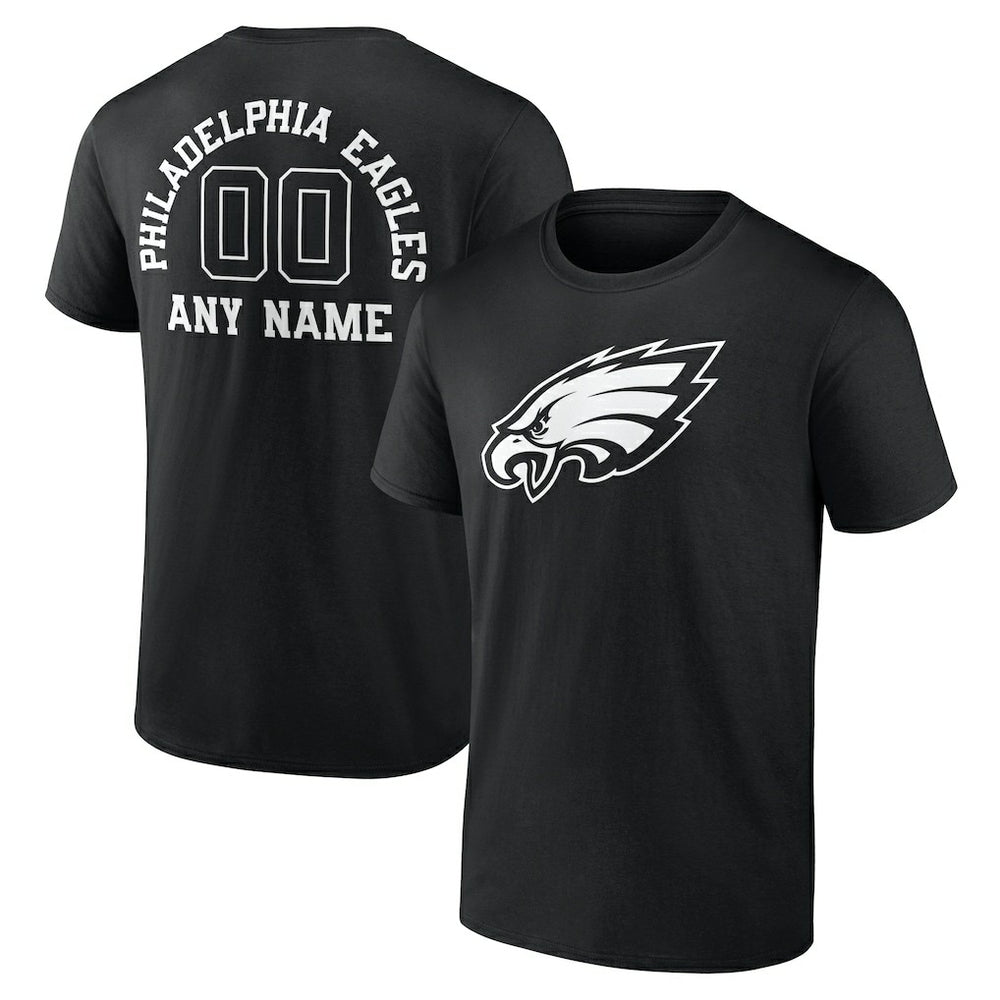 Philadelphia Eagles Personalized Name & Number Monochrome T-Shirt - Black - NFL