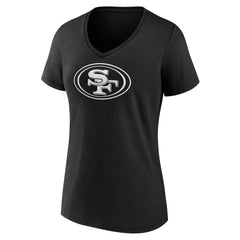 San Francisco 49ers Women's Personalized Name & Number Monochrome V-Neck T-Shirt - Black - NFL