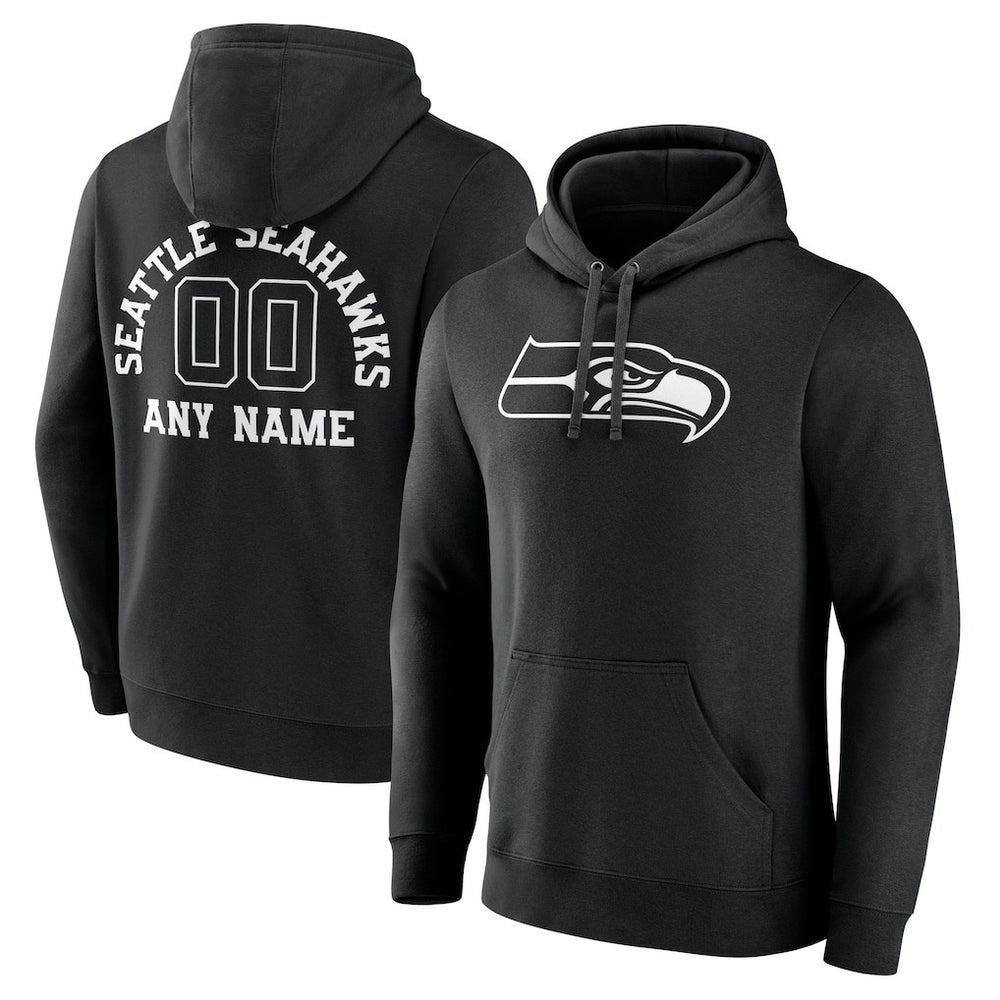 Seattle Seahawks Personalized Name & Number Pullover Hoodie - Black - NFL