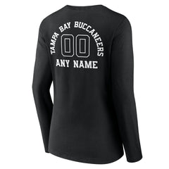 Tampa Bay Buccaneers Women's Personalized Name & Number Monochrome Long Sleeve V-Neck T-Shirt - Black - NFL