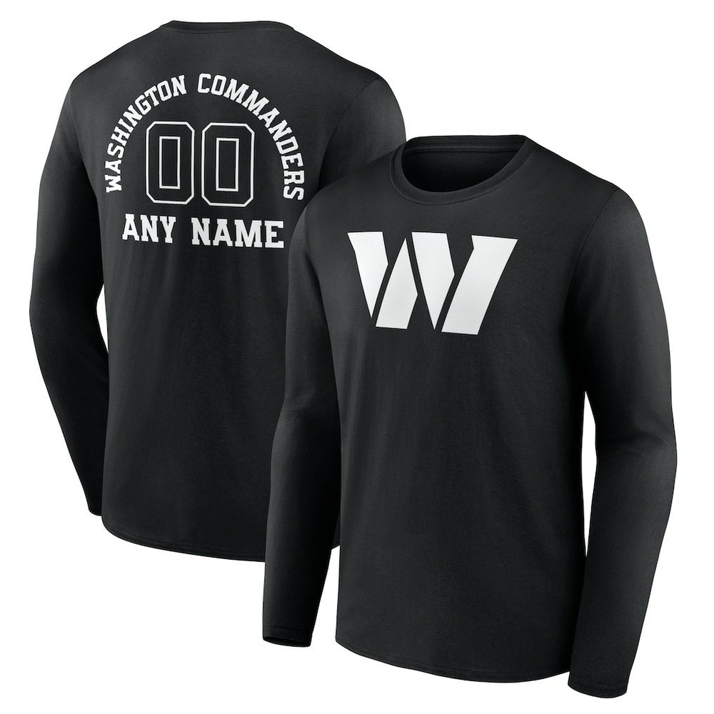 Washington Commanders Personalized Name & Number Monochrome Long Sleeve T-Shirt - Black - NFL