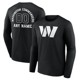 Washington Commanders Personalized Name & Number Monochrome Long Sleeve T-Shirt - Black - NFL