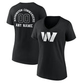 Washington Commanders Women's Personalized Name & Number Monochrome V-Neck T-Shirt - Black - NFL