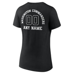 Washington Commanders Women's Personalized Name & Number Monochrome V-Neck T-Shirt - Black - NFL