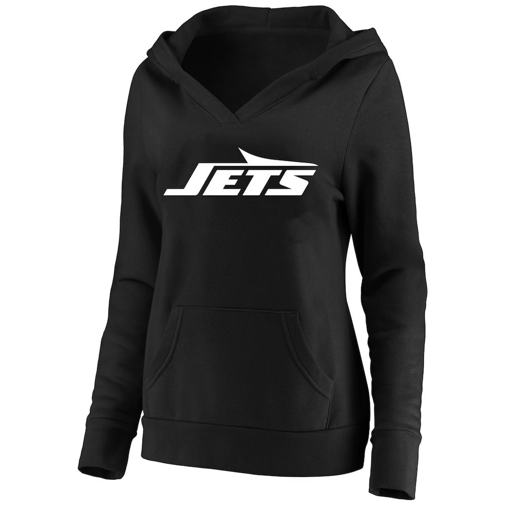 New York Jets Women's Plus Size V-Neck Pullover Hoodie - Black - Fanatics