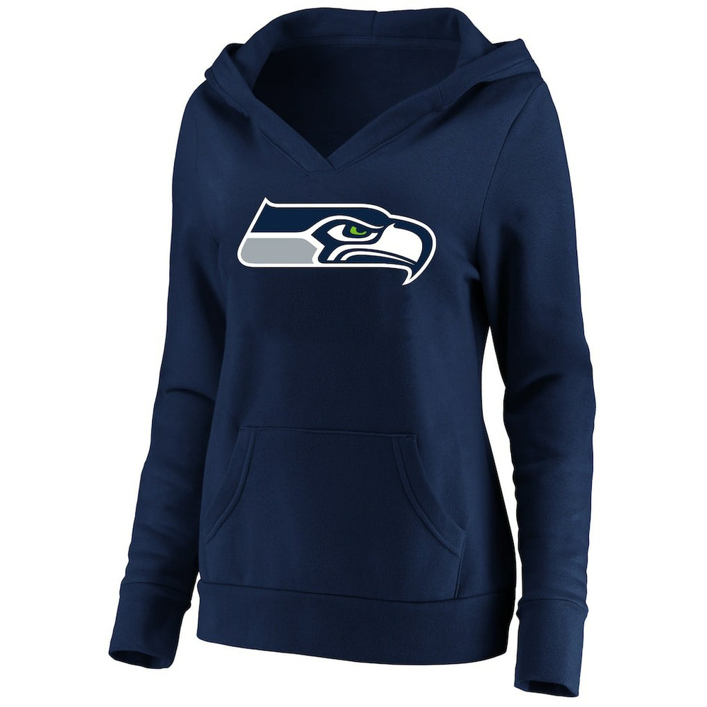 Seattle Seahawks Women's Plus Size V-Neck Pullover Hoodie - College Navy - Fanatics