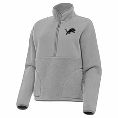 Detroit Lions Antigua Women's Brushed Carbon Figure Half-Zip Pullover Sweatshirt – Gray - NFL