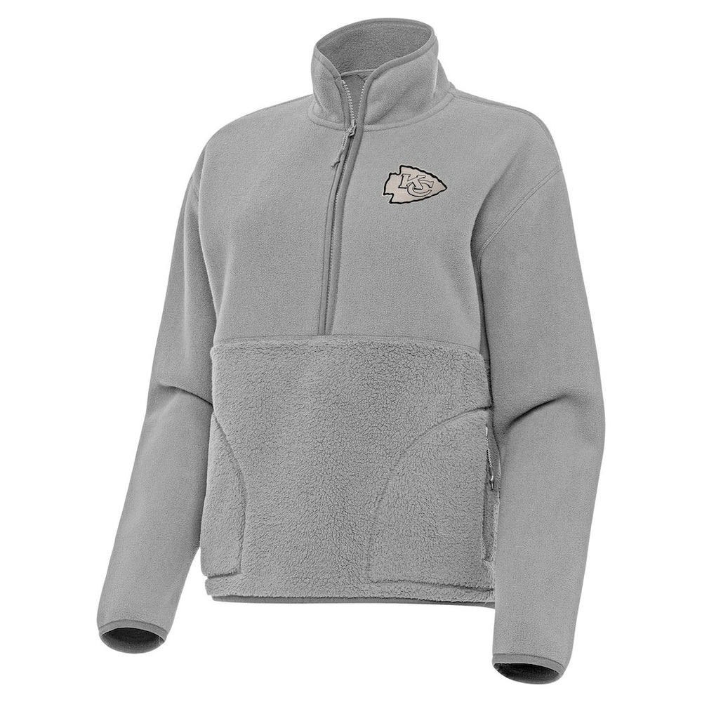 Kansas City Chiefs Antigua Women's Brushed Carbon Figure Half-Zip Pullover Sweatshirt – Gray - NFL