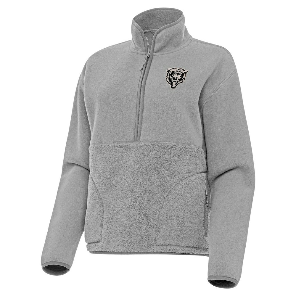Chicago Bears Antigua Women's Brushed Carbon Figure Half-Zip Pullover Sweatshirt – Gray - NFL