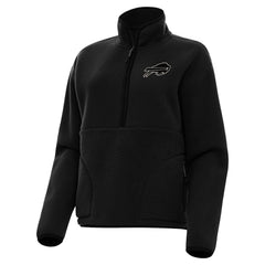 Buffalo Bills Antigua Women's Brushed Carbon Figure Half-Zip Pullover Sweatshirt – Black - NFL