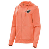 Miami Dolphins Antigua Women's Seeker Full-Zip Hoodie Jacket - Heather Orange - NFL