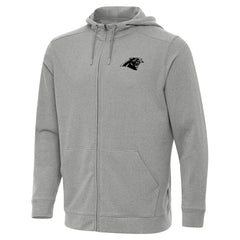Carolina Panthers Antigua Effortless Full-Zip Hoodie Jacket - Heather Gray - NFL