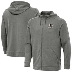 Green Bay Packers Antigua Effortless Full-Zip Hoodie Jacket - Heather Black - NFL