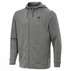 Green Bay Packers Antigua Effortless Full-Zip Hoodie Jacket - Heather Black - NFL