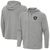 Las Vegas Raiders Antigua Effortless Full-Zip Hoodie Jacket - Heather Gray - NFL