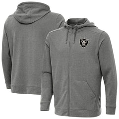 Las Vegas Raiders Antigua Effortless Full-Zip Hoodie Jacket - Heather Black - NFL